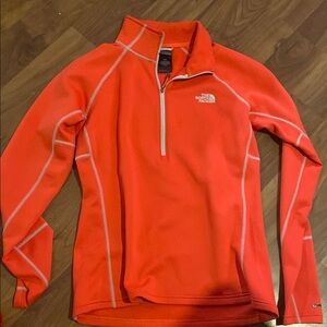 The North Face Red and White Quarter-Zip Fleece
